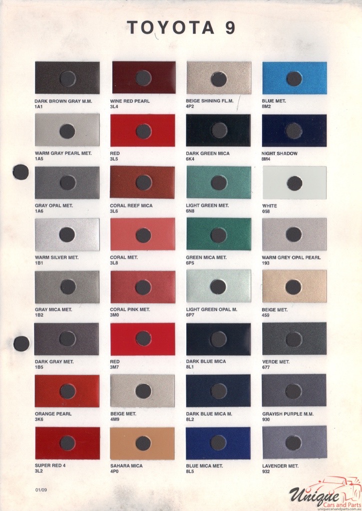1995 - 2002 Toyota Paint Charts Octoral 9